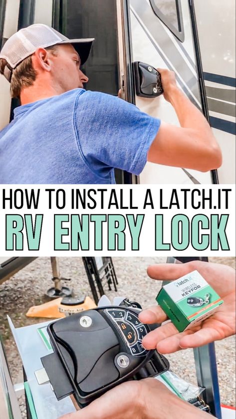 How to Install a Latch.It RV Entry Lock Rv Bookshelf Ideas, Outdoor Rv Setup, Camper Security, Full Time Rv Living Hacks, Camper Living Full Time, Rv Living Hacks, Camping Comfortably, Motorhome Hacks, Camper Must Haves