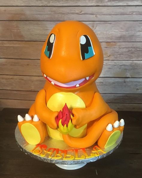 Pokemon Birthday Cake Charmander, Charmander Cake, Pokemon Cakes, Pokemon Birthday Cake, Pokémon Party, Pokemon Charmander, Pokemon Cake, Pokemon Birthday Party, 3d Cakes