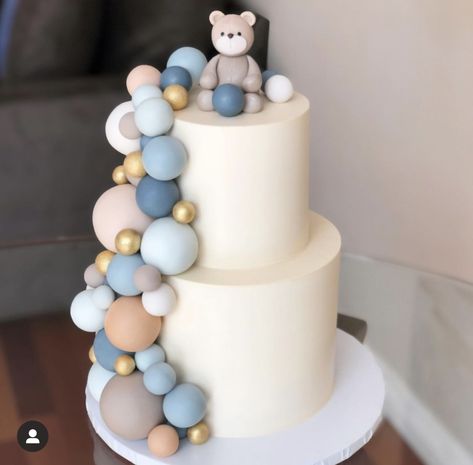 Teddy Balloon Cake, Teddy Bear Baby Shower Cake Boys, Teddy Bear Balloon Cake, Bear Balloon Cake, Brown Baby Shower Ideas, Bear Baby Shower Cake, Balloons Cake, Bear Baby Shower Theme