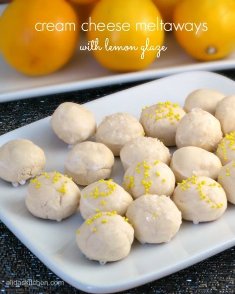 cream cheese meltaways with lemon glaze Crazy For Crust, Christmas Cookie Recipes, Lemon Glaze, Pudding Desserts, Lemon Cookies, Glaze Recipe, Cookie Exchange, Lemon Recipes, Lemon Cake