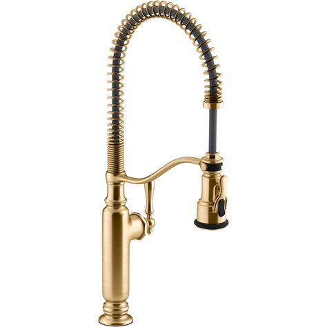 KOHLER Tournant Vibrant Brushed Moderne Brass 1-handle Deck-mount High-arc Handle Kitchen Faucet in the Kitchen Faucets department at Lowes.com Laundry Room Paint Color, Kohler Artifacts, Modern French Country, Brass Kitchen Faucet, Single Handle Kitchen Faucet, Brass Faucet, Kitchen Hardware, French Country Cottage, Professional Kitchen