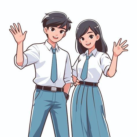 Student Drawing Reference, Student Pose Reference, Waving Pose Reference, Waving Pose, Student Illustration, Teachers Illustration, Student Cartoon, Manga Poses, Students Day