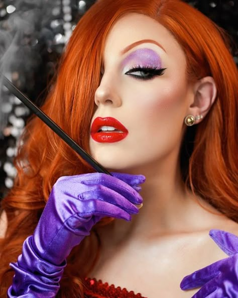 Jessica Rabbit Costume Makeup, Jessica Rabbit Inspired Makeup, Diy Jessica Rabbit Costume, Jessica Rabbit Makeup Look, Jessica Rabbit Makeup Tutorial, Rabbit Eye Makeup, Jessica Rabbit Photoshoot, Jessica Rabbit Hair, Jessica Rabbit Makeup