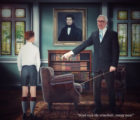 A schoolboy in grey school shorts and school uniform being admonished by his father who is holding a school cane Grey School Shorts, Boys School Uniform Shorts, School Discipline, Short Cuir, Maze Runner Funny, Vintage Boy Scouts, School Shorts, Genderless Fashion, Boys School Uniform