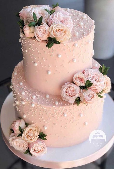 Torta de foami Wedding Cake Two Tier, Tårta Design, Pretty Wedding Cakes, Wedding Cake Pictures, Luxury Wedding Cake, Pink Wedding Cake, Tiered Cake, Wedding Cakes Blue, Amazing Wedding Cakes