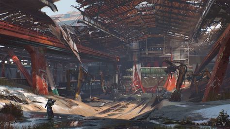 ArtStation - Foundry Gate, Sung Choi Rise Of Iron, Destiny Hunter, Destiny Game, Concept Art Tutorial, Games Design, Space Fantasy, Rpg Map, Matte Painting, Environment Design