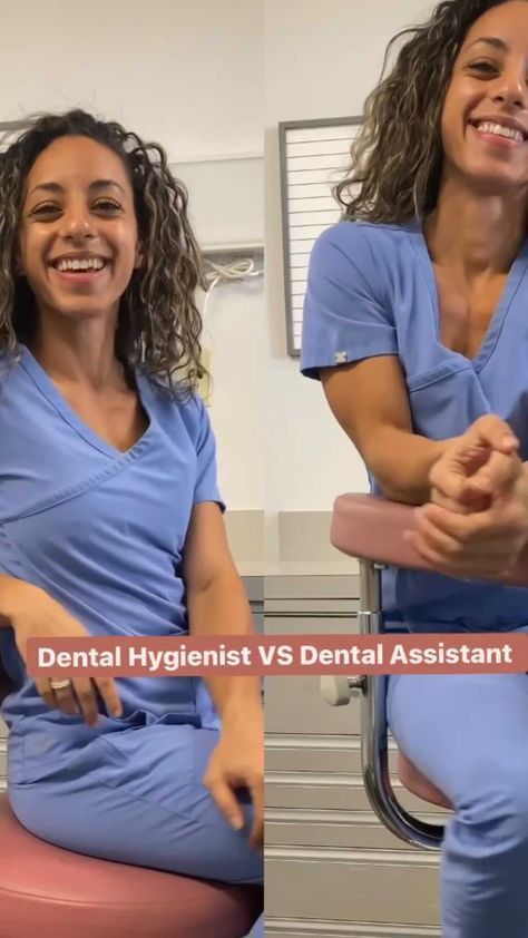 fitlittlehygienist on Instagram: 2 important positions in a dental office, 2 different roles and some similarities! 🦷 Every state is different regarding what a dental… Dental Assistant Hairstyles, Nursing Tips, Preventative Health, Dental Hygienist, Dental Assistant, Dental Office, December 12, Oral Hygiene, Scrubs