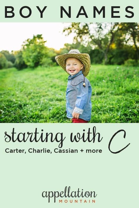 Among the most popular initials for boys, C names range from enduring Charles to modern Chance, with lots of fresh + surprising options, too. #boynames #babynames #namingbaby #appellationmountain Boy Names That Start With Letter C, C Names For Boys, C Boy Names, Boy Name Signs, C Baby Boy Names, C Names, Names Starting With C, Baby Boy Name List, Popular Boy Names