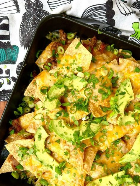 Nachos with Mexican-Spiced Vegetarian Lentils or Ground Beef — Adventure Kitchen Mexican Oregano, Vegetarian Nachos, Canning Crushed Tomatoes, Vegan Lentil, Student Recipes, Mexican Spices, Cremini Mushrooms, Cooking Club, Mexican Cooking