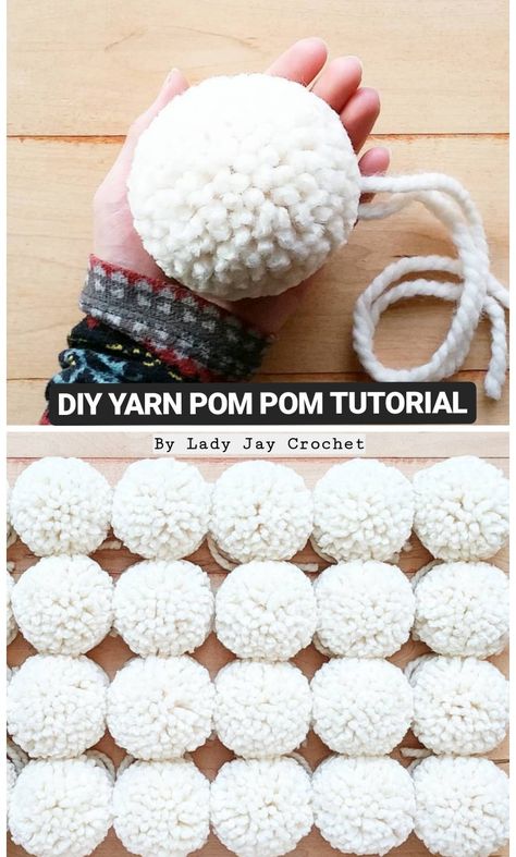 How To Crochet A Pom Pom, Fuzzy Pom Pom, Pom Pom Yarn Crochet, How To Make Pompoms, How To Make A Pom Pom With Yarn, How To Make Pom Poms With Yarn, Super Chunky Crochet Blanket Pattern, Jay Crochet, Diy Yarn Pom Pom