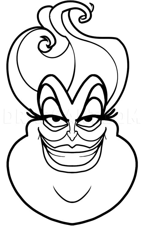 How To Draw Ursula Step By Step, Ursula Coloring Pages, Easy Disney Drawings Princesses, Ursula Outline, Ursula Svg Free, Ursula Drawing Easy, How To Draw Ursula, Ursula Pumpkin Painting, Ursula Illustration