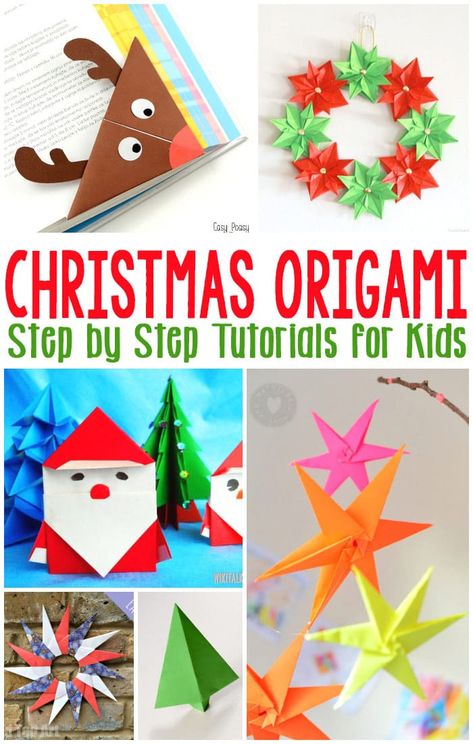 Christmas Origami For Kids, Origami Kids, Holiday Origami, Origami For Kids, Origami Christmas Ornament, Easy Origami For Kids, Origami Step By Step, Kids Origami, Folding Origami