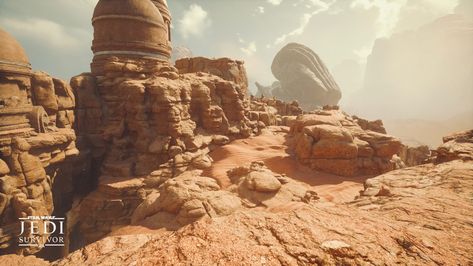 Star Wars Locations Concept Art, Jedha Star Wars, Star Wars Jedi Survivor, Jedi Survivor, Star Wars Planets, Alien Planet, Star Wars Jedi, Character Inspo, Last Jedi