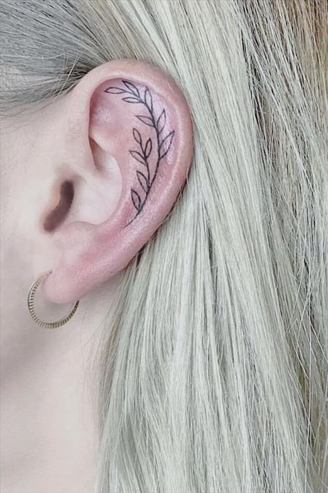 Ear Cartledge Tattoo, Ear Tattoo Inner, Tattoos Ear, Inner Ear Tattoo, Behind Ear Tattoos, Tattoo Patterns, Ear Tattoos, Muster Tattoos, 1 Tattoo