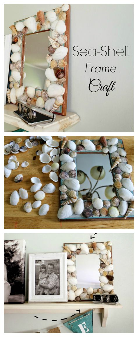 DIY Seashell Frame Craft - such an easy project and a perfect way to preserve those precious beach memories to last a lifetime! Fundraising Crafts, Seashell Picture Frames, Neat Crafts, Seashell Frame, Beach Memories, Seashell Projects, Sharpie Crafts, Shell Mirror, Shell Ideas