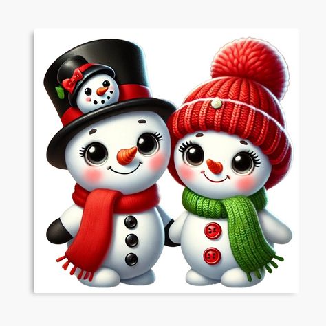 Couple In Winter, Snowman Couple, Snowman Images, Hats And Scarves, Black Top Hat, Dog Images, Red Scarves, Cute Snowman, A Metal