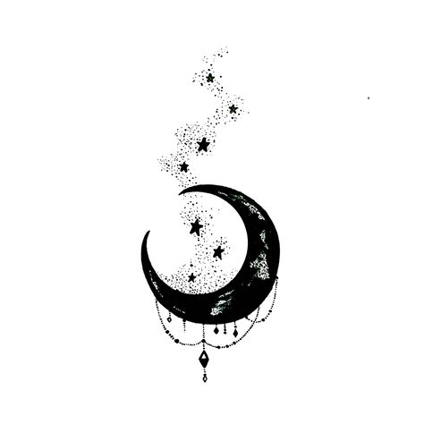 Dark Moon Tattoo Design, Moon Cover Up Tattoo, Moon Witch Tattoo, Gothic Moon Tattoo, Luna Tattoo Design, Unique Moon Tattoo Ideas, Moon Tattoo Stencil, Crescent Moon Tattoos, Chest Tattoo Female Upper