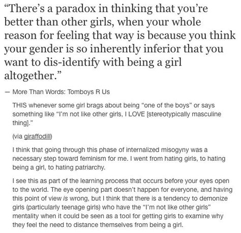 internalized misogyny | on internalized misogyny | Sexism / Feminism | Pinterest Internalized Misogyny, Intersectional Feminism, Say That Again, More Than Words, Social Issues, Food For Thought, Wisdom Quotes, Random Things, That Way