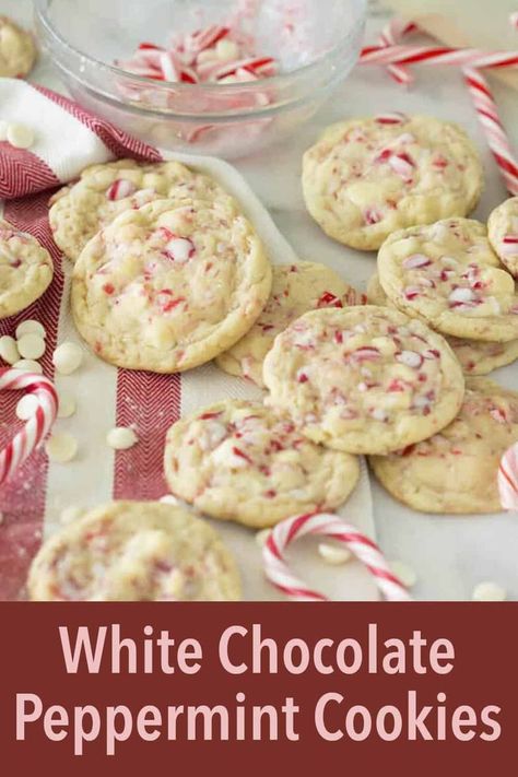 White Chocolate Peppermint Cookies, White Chocolate Peppermint, Chocolate Peppermint Cookies, Christmas Baking Recipes, Candy Cane Cookies, Preppy Kitchen, White Chocolate Cookies, Mint Cookies, Peppermint Cookies