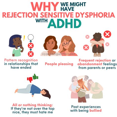 Just a few of the many reasons why ADHDers might feel RSD.   👉RSD (Rejection Sensitive Dysphoria) is an extreme, overwhelming emotional response to criticism, teasing, feedback, or rejection. Perceived or real.  If you're ready to manage your ADHD symptoms while harnessing your strengths, get matched with one of our certified ADHD coaches!  http://bit.ly/cwbapply  #adhdcoach #adhd #adultadhd #adhdisreal #adhdwomen #adhdprobs Rejection Sensitive Dysphoria, Child Development Psychology, Emotional Response, Mental Health Facts, Mental Health Therapy, Mental Disorders, Free Webinar, Mental And Emotional Health, Health Facts