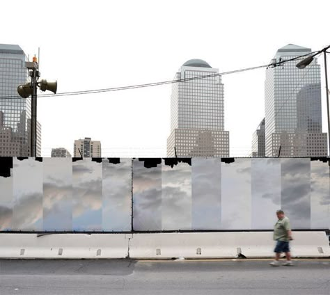 Construction Fence Design, Site Hoarding, Construction Hoarding, Construction Signage, Construction Fence, Hoarding Design, Living In New York City, John Locke, Mirror Installation