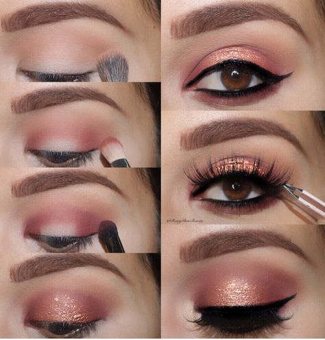 ᵛᴬᴿᵀᴬᴾ✨ Eye Makeup Cut Crease, Make Up Designs, Trendy Eyeshadow, Make Up Tutorials, Dramatic Eye Makeup, Makeup Easy, Glitter Eye Makeup, Hooded Eye Makeup, Eye Makeup Steps