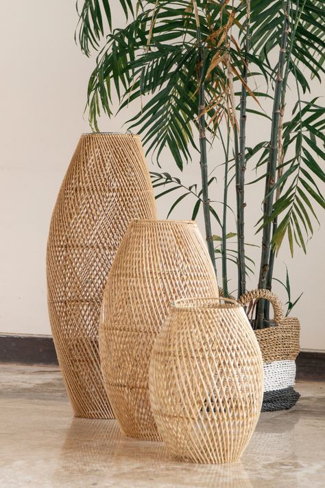 Diy Rattan Lamp, Large Floor Lanterns, Wicker Lamps, Salt Lamp Decor, Rattan Lamps, Rattan Lamp Shade, Floor Lanterns, Wicker Lamp, Wicker Lamp Shade