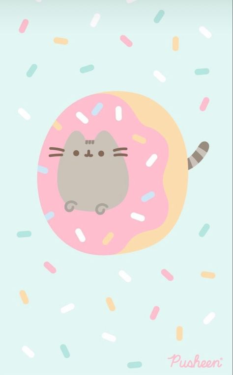 Pusheen Cat Wallpaper, Wallpaper Candy, Cat Wallpaper Cute, Pusheen Wallpaper, Pusheen Birthday, Donut Cat, Pusheen Cute, Chibi Cat, Cute Black Cat