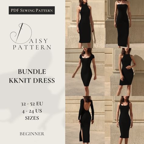 Bundle Knit Dress - Digital Sewing Patterns

Elevate your wardrobe with our collection of stunning bodysuit sewing patterns, designed for European sizes 32 to 52 or US sizes 4 to 24. Whether you're a beginner or an experienced sewer, these patterns offer a variety of styles perfect for creating unique bodysuits tailored to your taste. Unique Sewing Patterns, Trendy Sewing Patterns, Printable Sewing Patterns, Blouse Pattern Sewing, Sewing Design, Dress Sewing Pattern, Dress Sewing, Dress Sewing Patterns, Sewing For Beginners