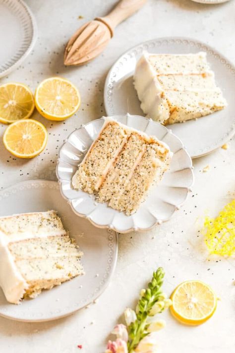 This made from scratch lemon poppyseed cake with lemon infused cream cheese frosting. This recipe calls for yogurt, making it so light and fluffy is practically melts in your mouth! This moist lemon poppyseed cake is easy to make and a total crowd pleaser! Lemon Poppyseed Cake Recipe, Poppy Seed Cake Recipe, Lemon Poppy Seed Cake, Poppyseed Cake, Southern Buttermilk Biscuits, Lemon Poppyseed Cake, Lemon Cream Cheese Frosting, Lemon Cream Cheese, Canned Frosting