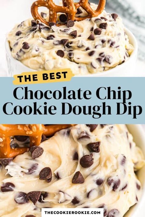 Xmas Dips, Thumb Cookies, Cookie Dippers, Pretzel Dip Recipes, Bowl Desserts, Chocolate Chip Cookie Dough Dip, Cookie Dough Dip Recipe, Dip Party, Superbowl Recipes