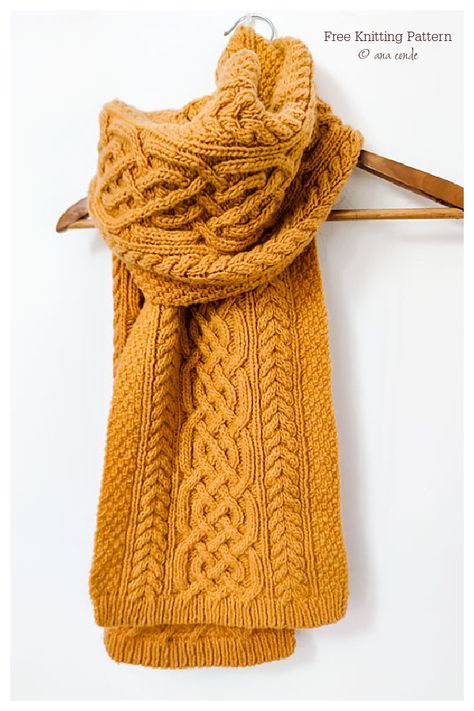 Long Celtic Cable Scarf Free Knitting Pattern Free Aran Knitting Patterns, Aran Knitting Patterns, Cable Scarf, Cable Knitting Patterns, Knitting Patterns Free Scarf, Cable Knit Scarf, Cowl Knitting Pattern, Cable Knitting, Free Knitting Patterns