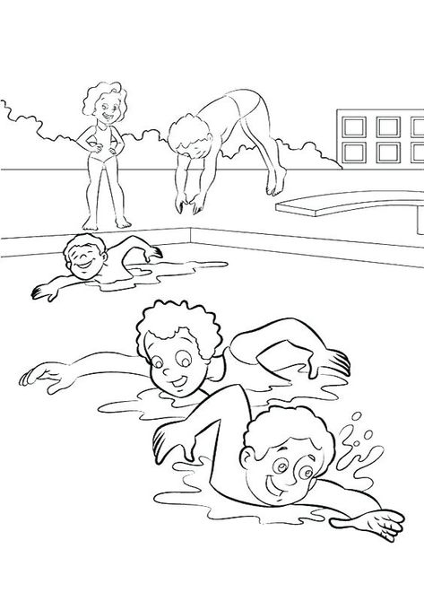 Swimming Pictures, Sports Coloring Pages, Puppy Coloring Pages, Pool Colors, Summer Coloring Pages, Night Swimming, Pattern Coloring Pages, Cars Coloring Pages, Coloring Page Ideas