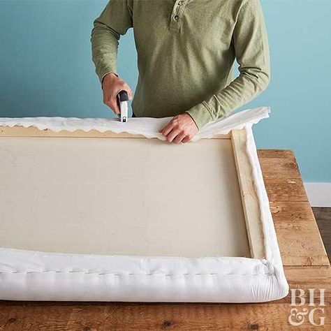 Flat sheet Foam Headboard, Cheap Diy Headboard, Headboard Makeover, Diy Tufted Headboard, Headboard Projects, White Bed Sheets, Diy Headboard Upholstered, How To Make Headboard, Tufted Headboards