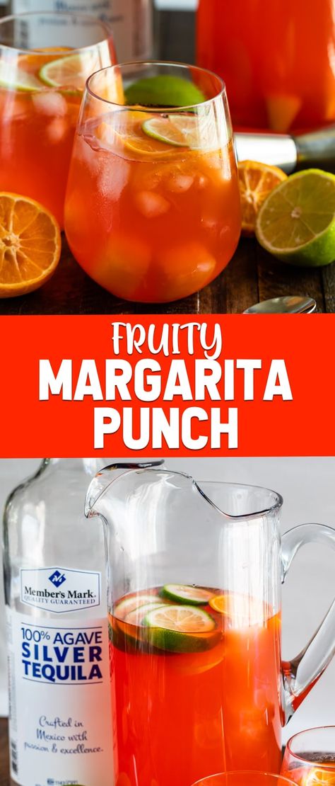 Fruity Margarita Punch is the perfect easy cocktail recipe! Mix tequila with fruit punch for a fun twist on a margarita recipe. Vodka Punch Recipes Parties, Margarita Punch Recipe, Tequila Punch, Tequila Mixed Drinks, Margarita Punch, Easy Cocktail Recipe, Cocktails Vodka, Alcoholic Punch Recipes, Easy Alcoholic Drinks