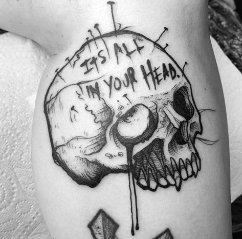 Voll Arm-tattoos, Dark Tattoos, Funky Tattoos, Goth Tattoo, Scary Tattoos, Creepy Tattoos, Horror Tattoo, Tattoo Style Drawings, Skull Tattoo Design