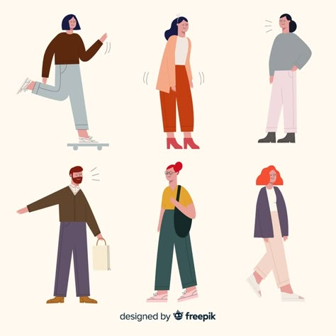 People doing outdoor activities Vector | Free Download Flat Character, People Illustrations, Flat Design Illustration, Cartoon People, Cartoon Sketches, 자수 디자인, Character Design Animation, People Illustration, Illustration Character