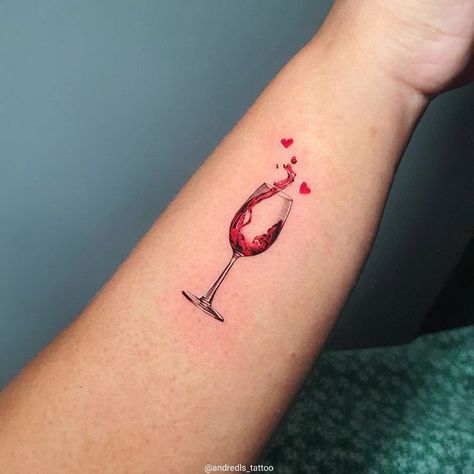 Wine Tatoos Glasses, Wine Glass Tattoo Ideas, Wine Lover Tattoo, Mini Wine Glass Tattoo, Small Wine Tattoos, Wine Tatoos Ideas, Wine Tattoos For Women, Red Wine Tattoo, Glass Of Wine Tattoo