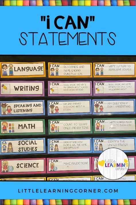 Kindergarten I Can Statements Free, Kindergarten Learning Objectives, Preschool I Can Statements, Kindergarten Standards And Goals, I Can Statements Kindergarten, Kindergarten I Can Statements, Kindergarten Autumn, Kindergarten Standards, Classroom Prep