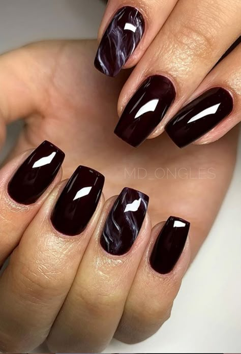 A women's lifestyle destination dedicated to style, entertainment, love, and living beautifully. Black Rectangle Nails, Nail Art On Dark Nails, Dark Colors Nails Design, Black Gel Nails Short Square, Nail Design Square Shape, Short Rectangle Nails, Nails Idea Short, Black Dip Nails Ideas, Short Black Square Nails