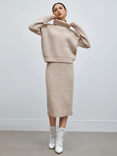 New Arrivals: Dresses, Swimwear, Tops, & More | SHEIN USA Sweater Skirt Outfit, Cable Turtleneck Sweater, Midi Sweater Skirt, Outfit Essentials, Sweater Skirt Set, Raglan Sleeve Sweater, Crop Top Skirt Set, Orange Skirt, Matching Sweaters