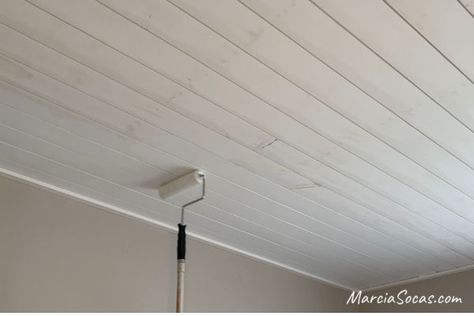 DIY Shiplap Ceilings: A quick and easy way to cover up those old popcorn ceilings.I’m sure you’ve seen a lot of shiplap projects before but I don’t know if you’ve ever seen shiplap installed here…This condo had popcorn ceilings that I didn’t want to scrape off and retexture so I decided that I wanted to try my hand at installing shiplap on the ceiling that would also give the room a more Beachy kind of feel. This diy project was part of a larger condo reno that featured over 20 DIY pr… Shiplap Paneling Sheets Ceiling, Shiplap Ceiling Kitchen, Diy Shiplap Ceiling, Shiplap Walls And Ceilings, Stomped Ceiling, Shiplap Projects, Sheetrock Ceiling, Cover Popcorn Ceiling, Shiplap Ceilings