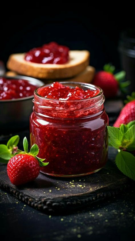 Strawberry Jam Photography, Jam Food Photography, Strawberry Food Photography, Strawberry Jam Aesthetic, Jams Aesthetic, Crushed Strawberries, Jam Photography, Strawberry Photography, Jam Aesthetic