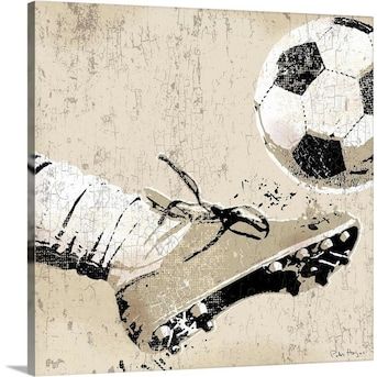 Kicking Soccer Ball, Soccer Artwork, Soccer Wall Art, Soccer Art, Vintage Soccer, Relaxing Art, Sports Wall Art, Sport Art, Classic Paintings