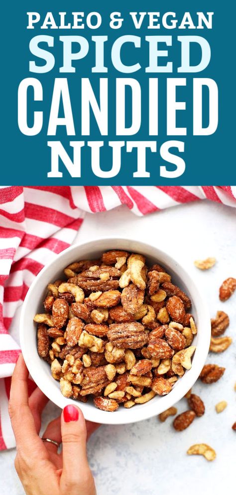 My Favorite Spiced Nuts - These naturally sweetened candied nuts have just the right hint of spice. They're perfect for parties, appetizers, treats, and gifting! // paleo spiced nuts // paleo candied nuts // spiced nut mix // vegan spiced nuts // vegan candied nuts // naturally sweetened candied nuts // gluten free // dairy free // refined sugar free // candied nuts recipe // spiced nuts recipe // Vegan Spiced Nuts Recipe, School Baking, Candied Nuts Recipe, Incredible Desserts, Paleo Candy, Spiced Nuts Recipe, Nuts Recipes, Cut Carbs, Gluten Free Puff Pastry