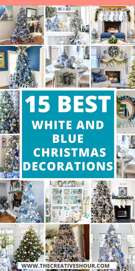 15 Creative White And Blue Christmas Decorations White And Navy Christmas Decor, White And Light Blue Christmas Tree, Blue Bedroom Christmas Decor, Blue And White Christmas Decor Ideas, Blue White Silver Christmas Decor, Blue White Christmas Decorations, White And Blue Christmas Decor, White And Blue Christmas Decorations, Blue Themed Christmas Tree