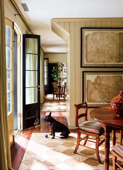 Go Inside Five Standout Southern Entertaining Spaces – Garden & Gun Gil Shafer, Carriage House Interior, Gil Schafer, Plank Door, Heart Pine Flooring, New Staircase, Floor Sitting, House Restoration, Warm Interior