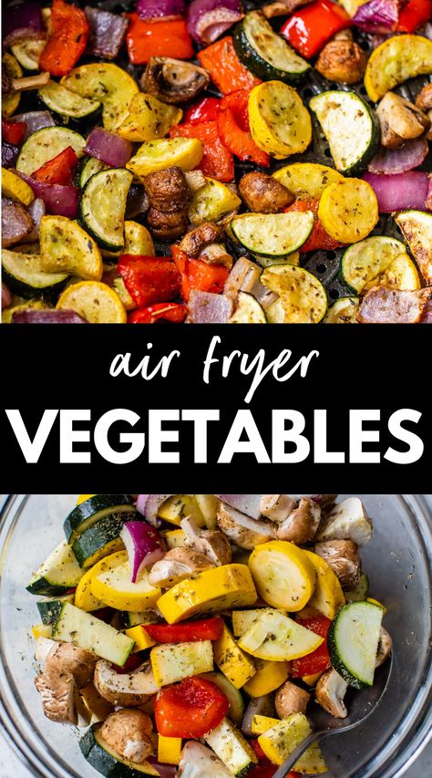 Cook your veggies in half the time with this Air Fryer Vegetables recipe! Cooking vegetables in the air fryer is a quick and hands-off method that yields tender and caramelized veggies using less oil than oven-roasting. Wfpb No Oil Air Fryer Recipes, How To Cook Vegetables In Air Fryer, Air Fryer Mixed Veggies, Roast Veggies In Air Fryer, Roasted Air Fryer Veggies, Air Fryer Roasted Vegetables Recipe, Airfryer Roasted Vegetables, Roast Vegetables In Airfryer, Roasted Veggies In Air Fryer