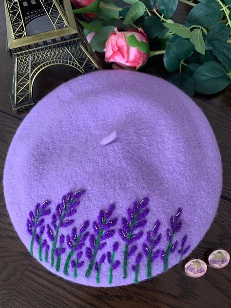 Felt Lavender, Purple Beret, Cute Beret, Kawaii Hat, Fox Dress, French Beret, Spring Hats, Wool Berets, Beret Hat