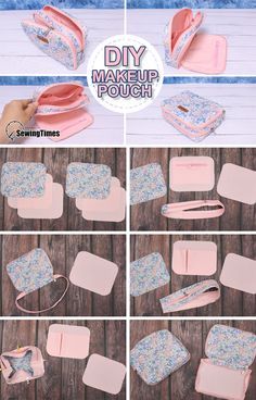 Pouch Tutorial Zippered, How To Make Makeup Pouch, Makeup Pouch Tutorial, Diy Makeup Pouch, Makeup Pouch Pattern, Makeup Bag Diy, Makeup Pouch Diy, Diy Pouch Bag, Makeup Bag Pattern